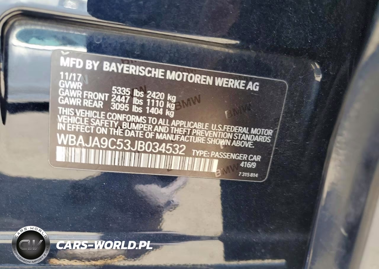 2018 BMW 530E VIN:WBAJA9C53JB034532 - 12
