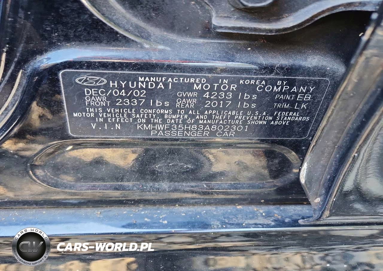 2003 Hyundai Sonata Gls VIN:KMHWF35H83A802301 - 12