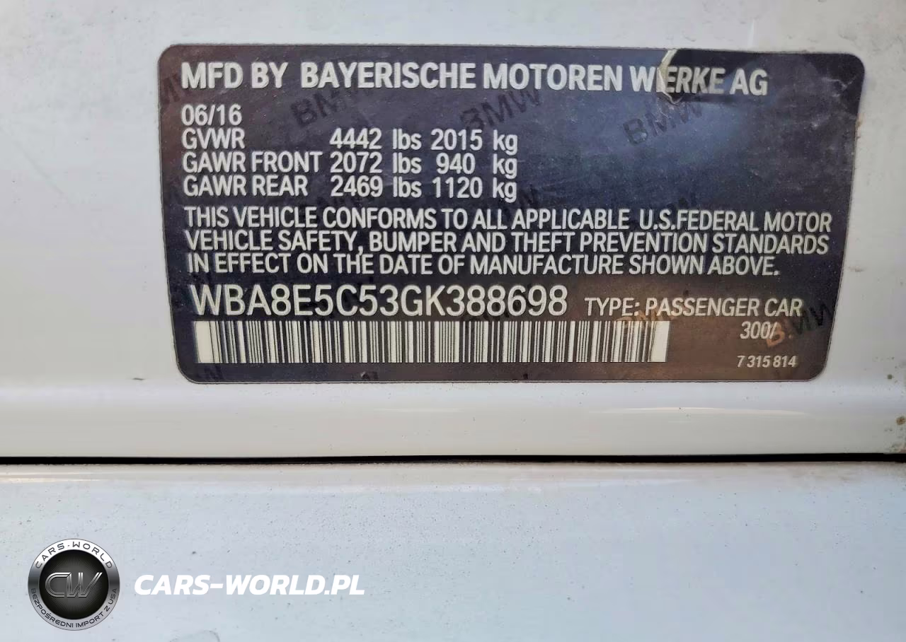 2016 BMW 328 D VIN:WBA8E5C53GK388698 - 12