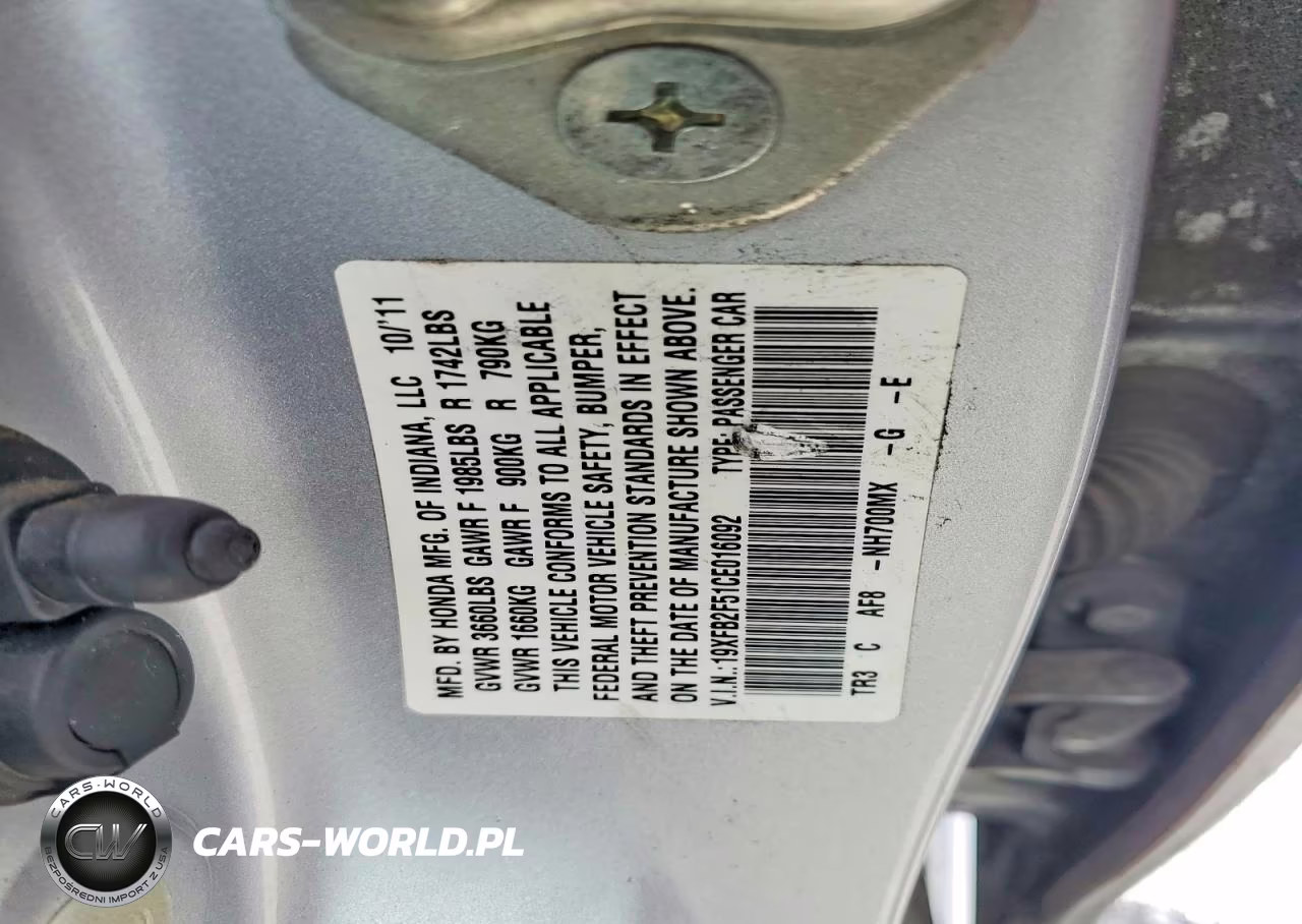 2012 Honda Civic Lx VIN:19XFB2F51CE016092 - 12