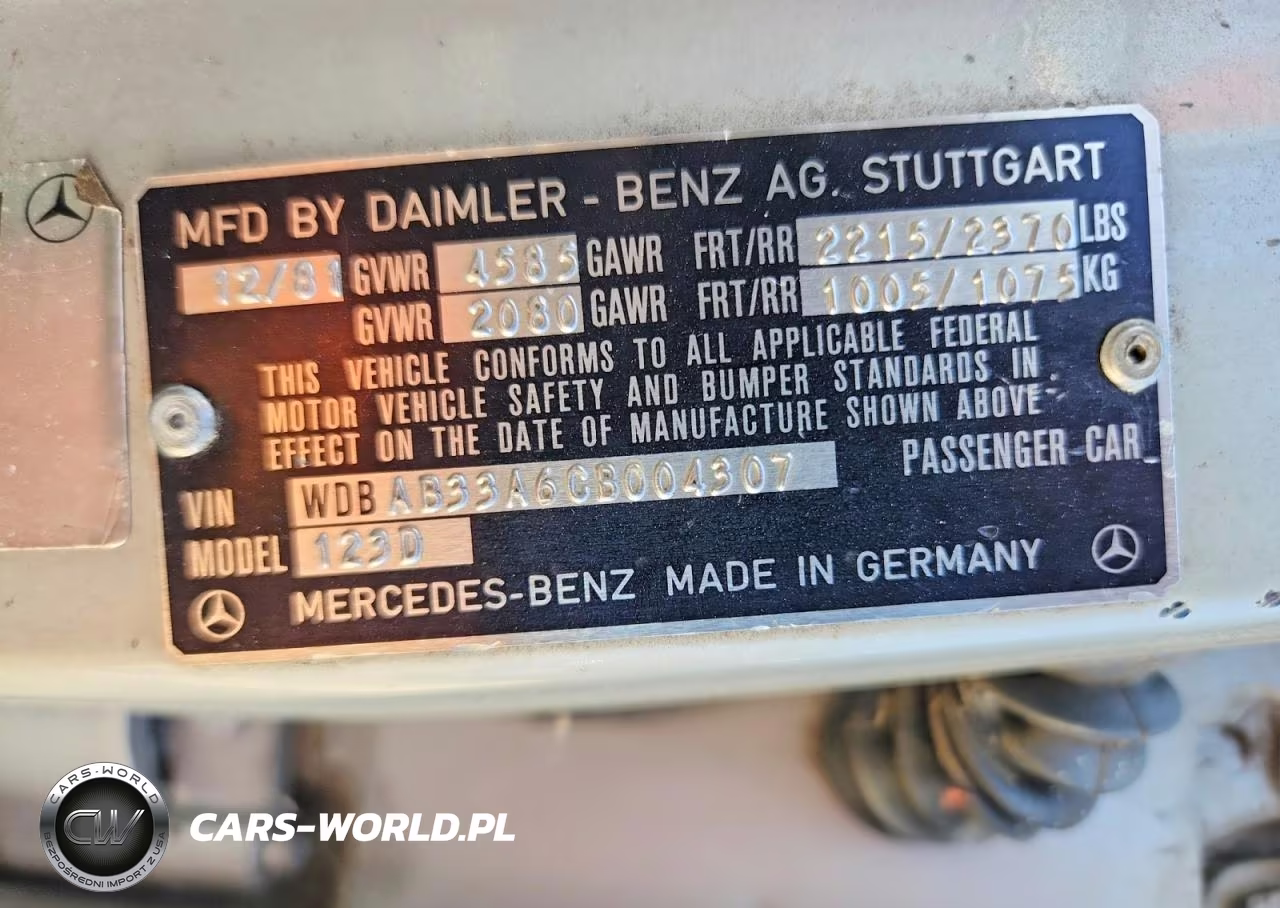 1980 Mercedes-Benz 300-Class VIN:WDBAB33A6CB004307 - 12