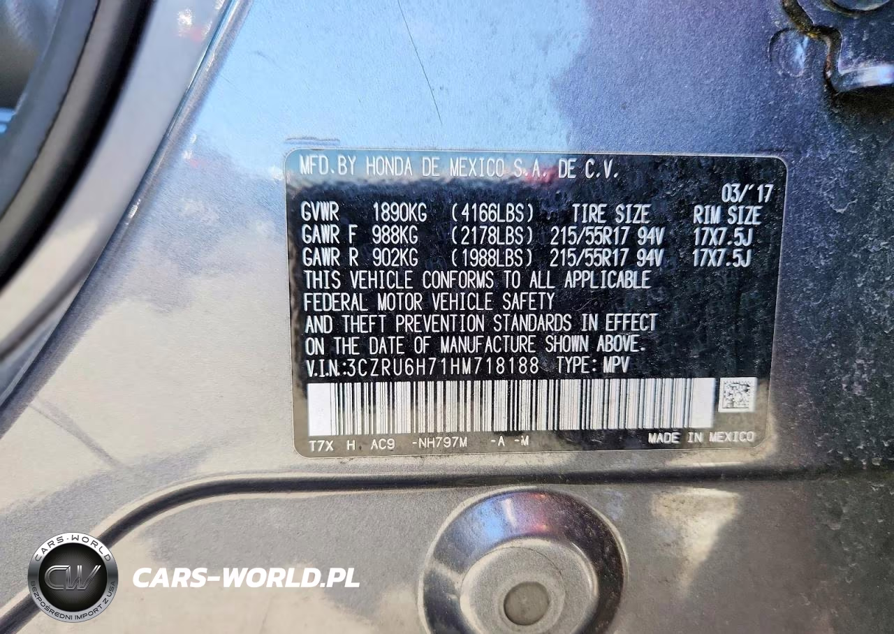 2017 Honda Hr-V Exl VIN:3CZRU6H71HM718188 - 12