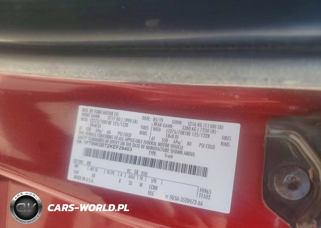 2019 Ford F350 Super Duty VIN:1FT8W3BT2KEF29403 - 12