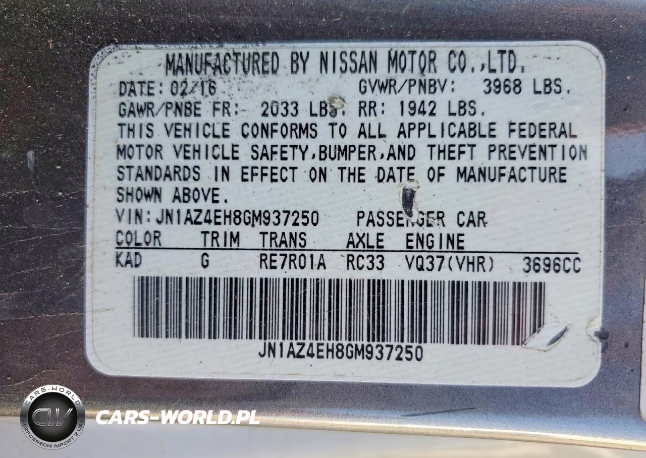 2016 Nissan 370Z Base VIN:JN1AZ4EH8GM937250 - 12