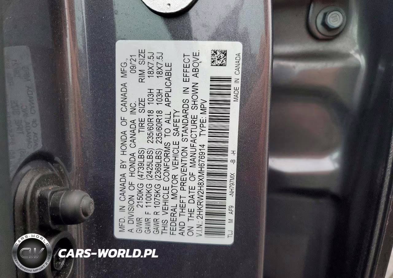 2021 Honda Cr-V Exl VIN:2HKRW2H8XMH676914 - 13