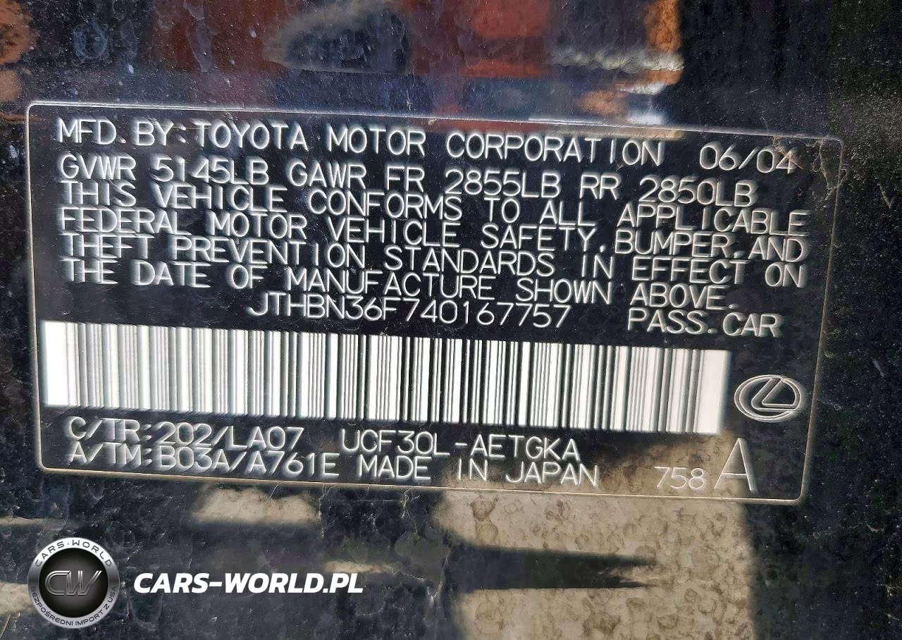 2004 Lexus Ls 430 VIN:JTHBN36F740167757 - 12
