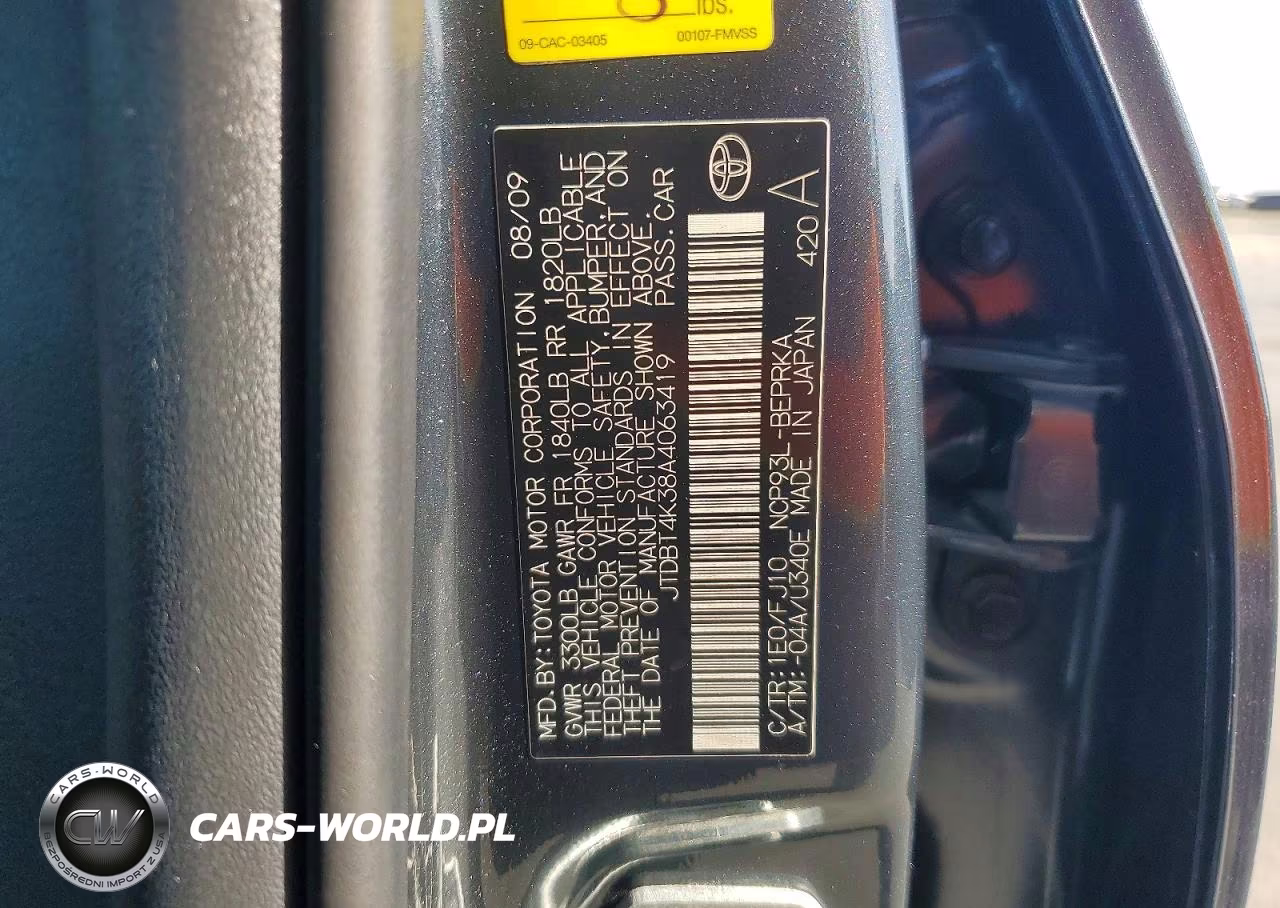 2010 Toyota Yaris Base VIN:JTDBT4K38A4063419 - 13