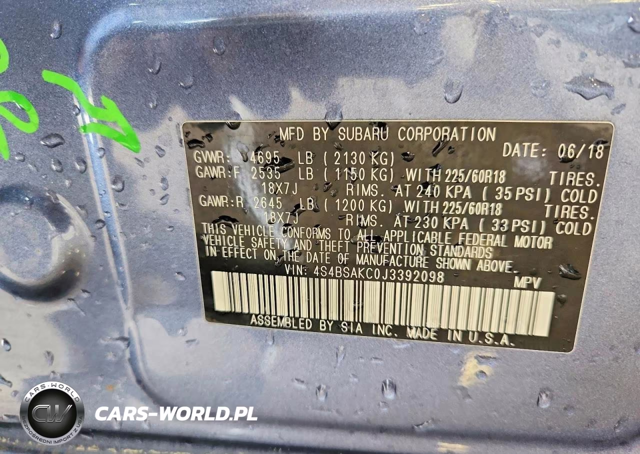 2018 Subaru Outback 2.5I Limited VIN:4S4BSAKC0J3392098 - 12