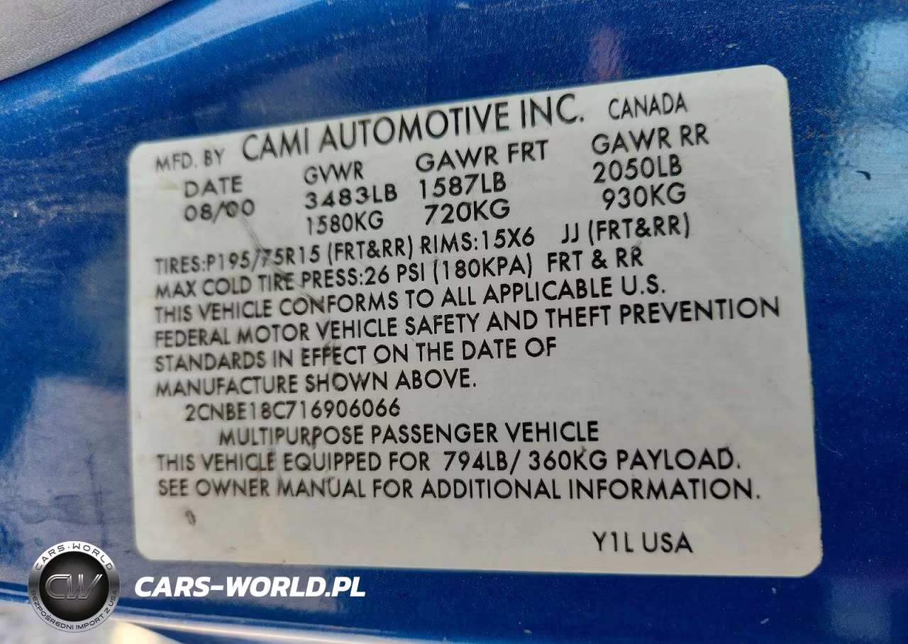 2001 Chevrolet Tracker VIN:2CNBE18C716906066 - 12