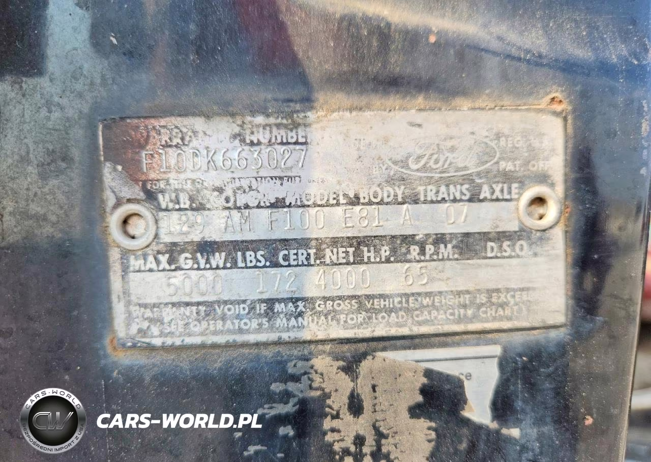 1965 Ford F100 VIN:F10DK663027 - 12