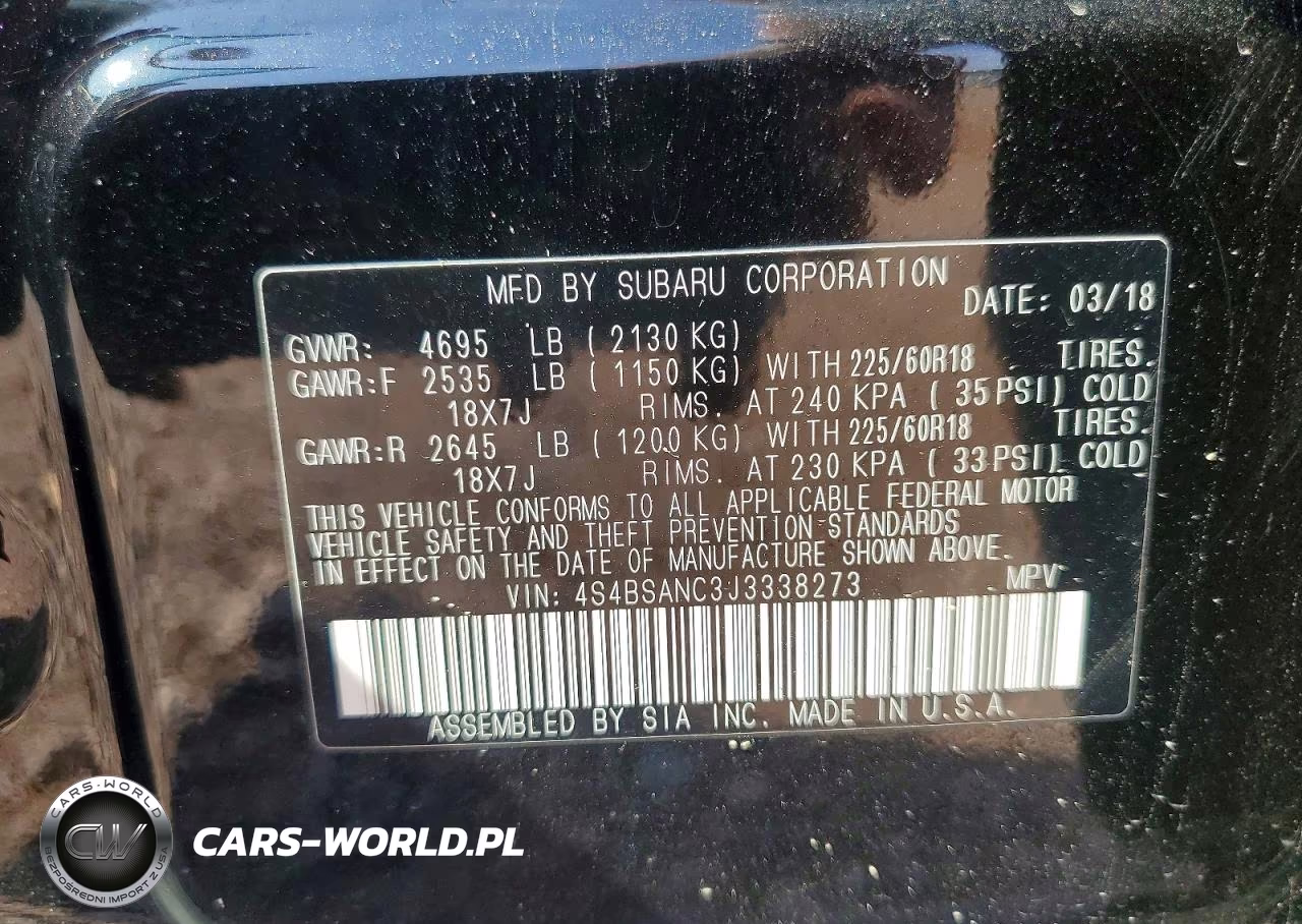 2018 Subaru Outback 2.5I Limited VIN:4S4BSANC3J3338273 - 12