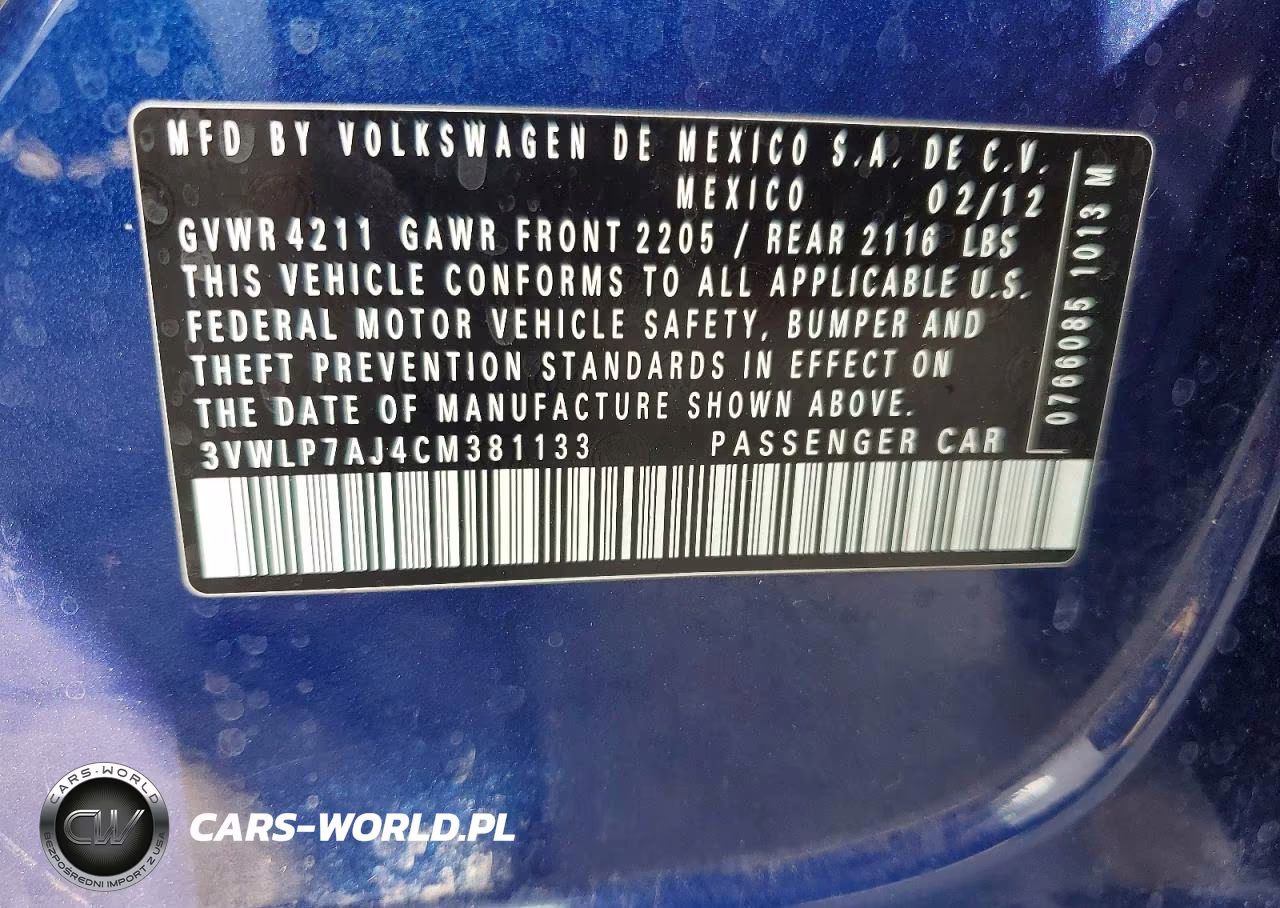 2012 Volkswagen Jetta Sel VIN:3VWLP7AJ4CM381133 - 12