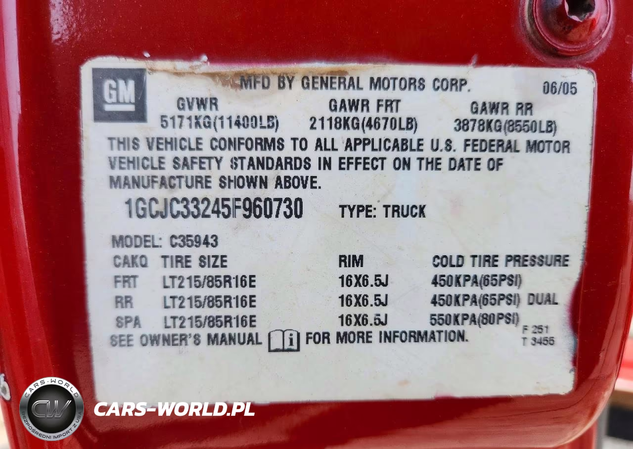 2005 Chevrolet Silverado C3500 VIN:1GCJC33245F960730 - 13