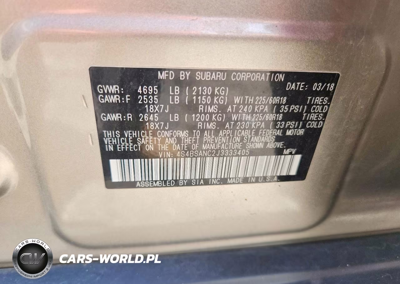 2018 Subaru Outback 2.5I Limited VIN:4S4BSANC2J3333405 - 13