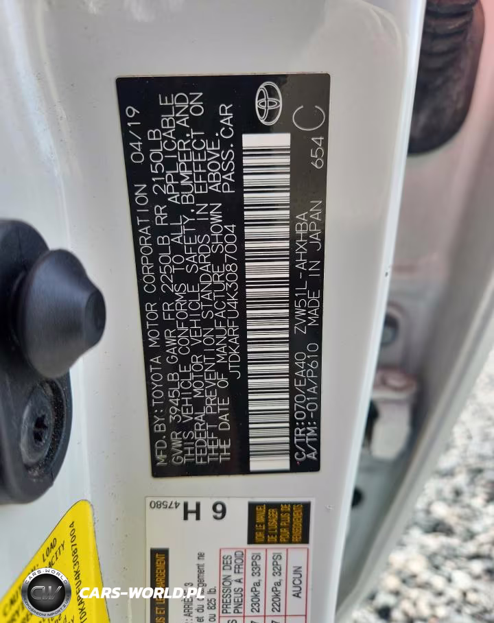2019 Toyota Prius Xle VIN:JTDKARFU4K3087004 - 12