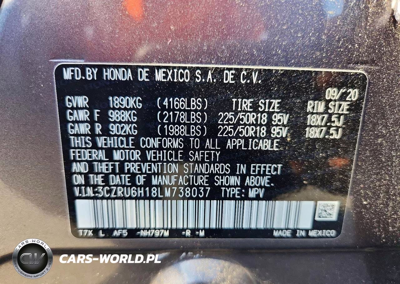 2020 Honda Hr-V Sport VIN:3CZRU6H18LM738037 - 13