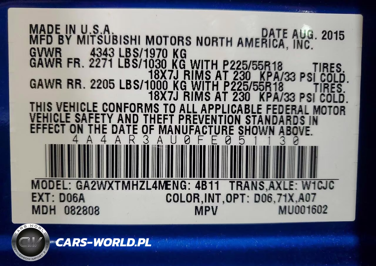 2015 Mitsubishi Outlander Sport Es VIN:4A4AR3AU0FE051130 - 13