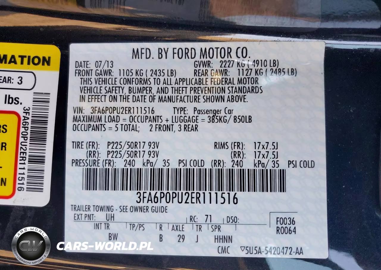 2014 Ford Fusion Se Phev VIN:3FA6P0PU2ER111516 - 12