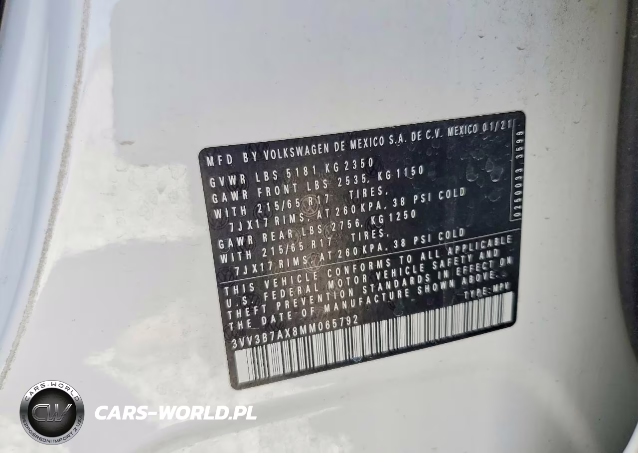 2021 Volkswagen Tiguan Se VIN:3VV3B7AX8MM065792 - 13