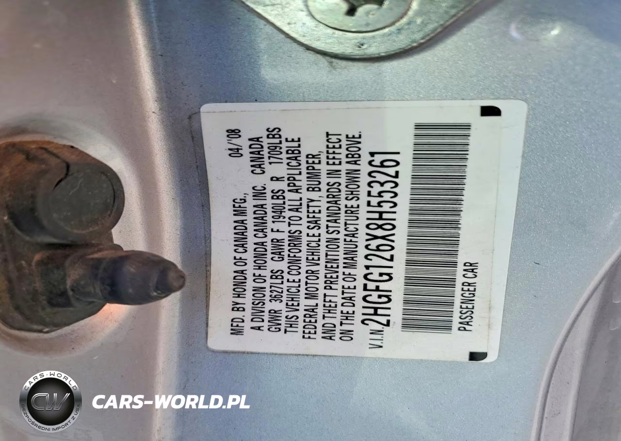 2008 Honda Civic Lx VIN:2HGFG126X8H553261 - 12