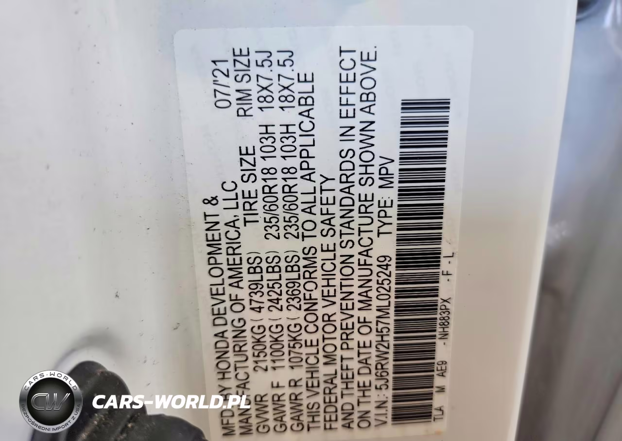 2021 Honda Cr-V Ex VIN:5J6RW2H57ML025249 - 14