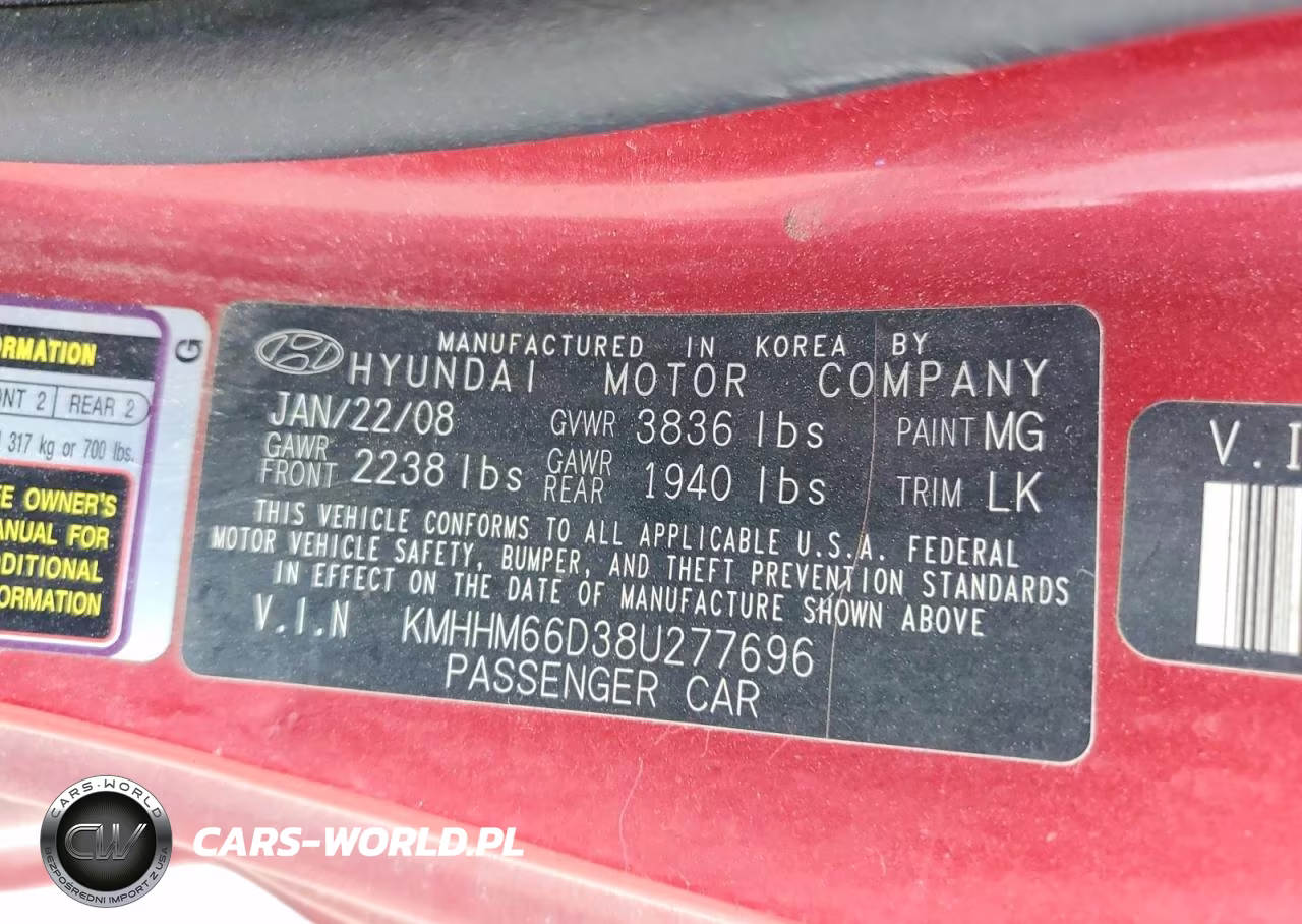 2008 Hyun Tiburon VIN:KMHHM66D38U277696 - 14