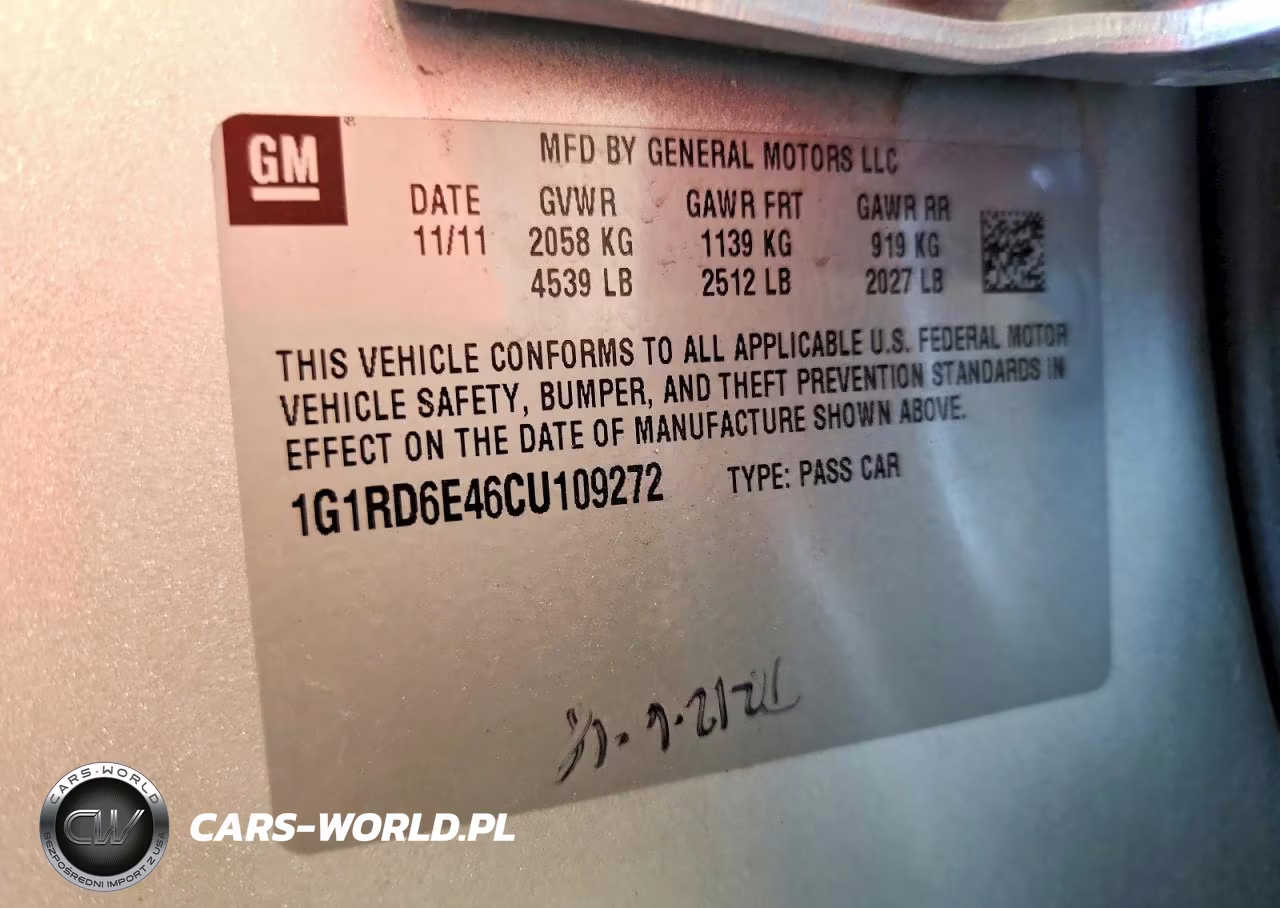 2012 Chevrolet Volt VIN:1G1RD6E46CU109272 - 12
