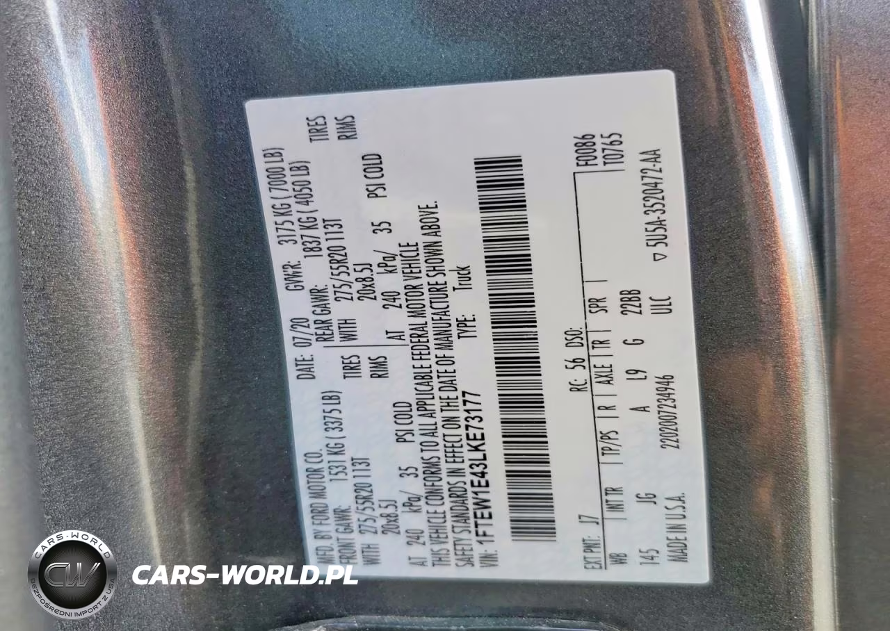 2020 Ford F150 Supercrew VIN:1FTEW1E43LKE73177 - 12