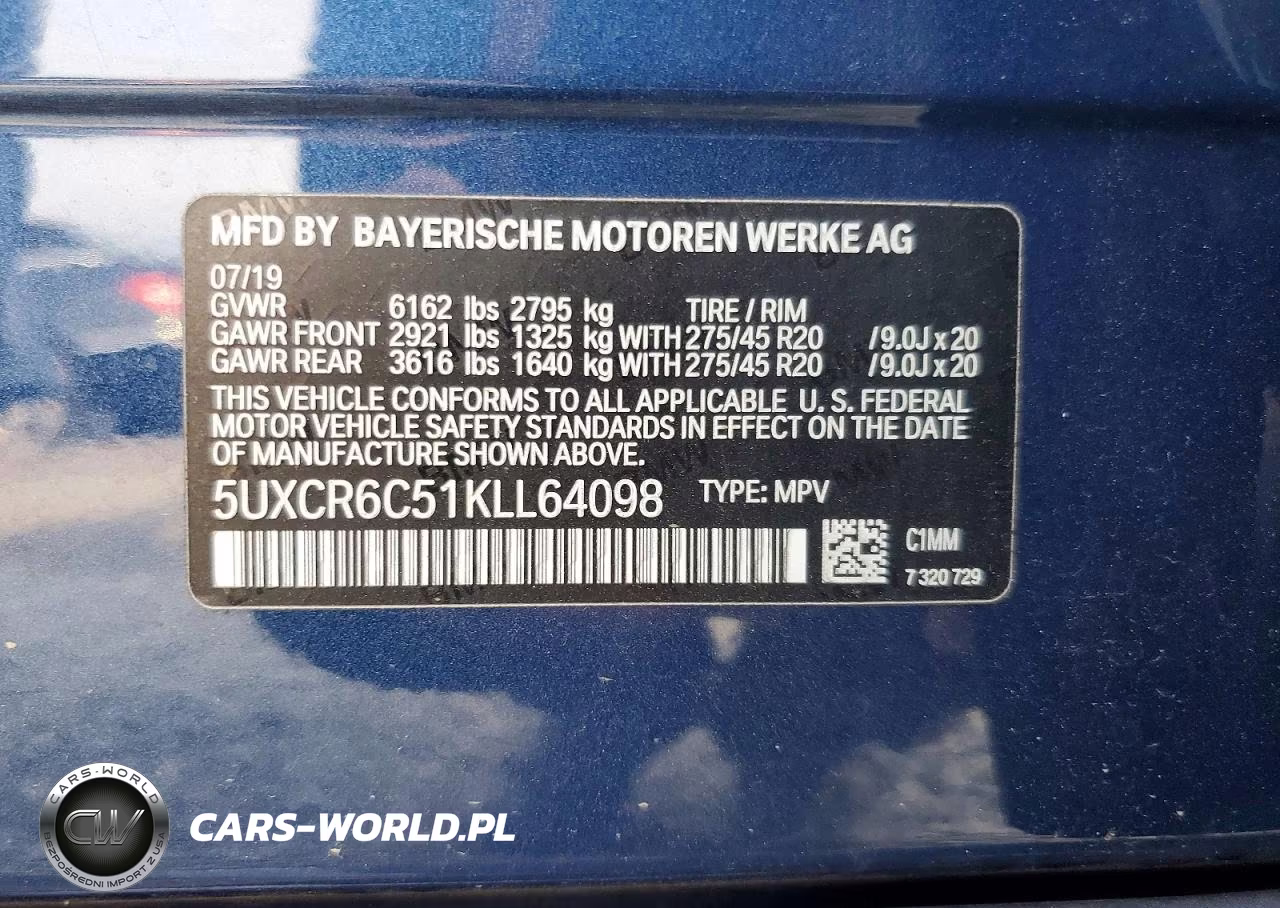 2019 BMW X5 xDrive40I VIN:5UXCR6C51KLL64098 - 14