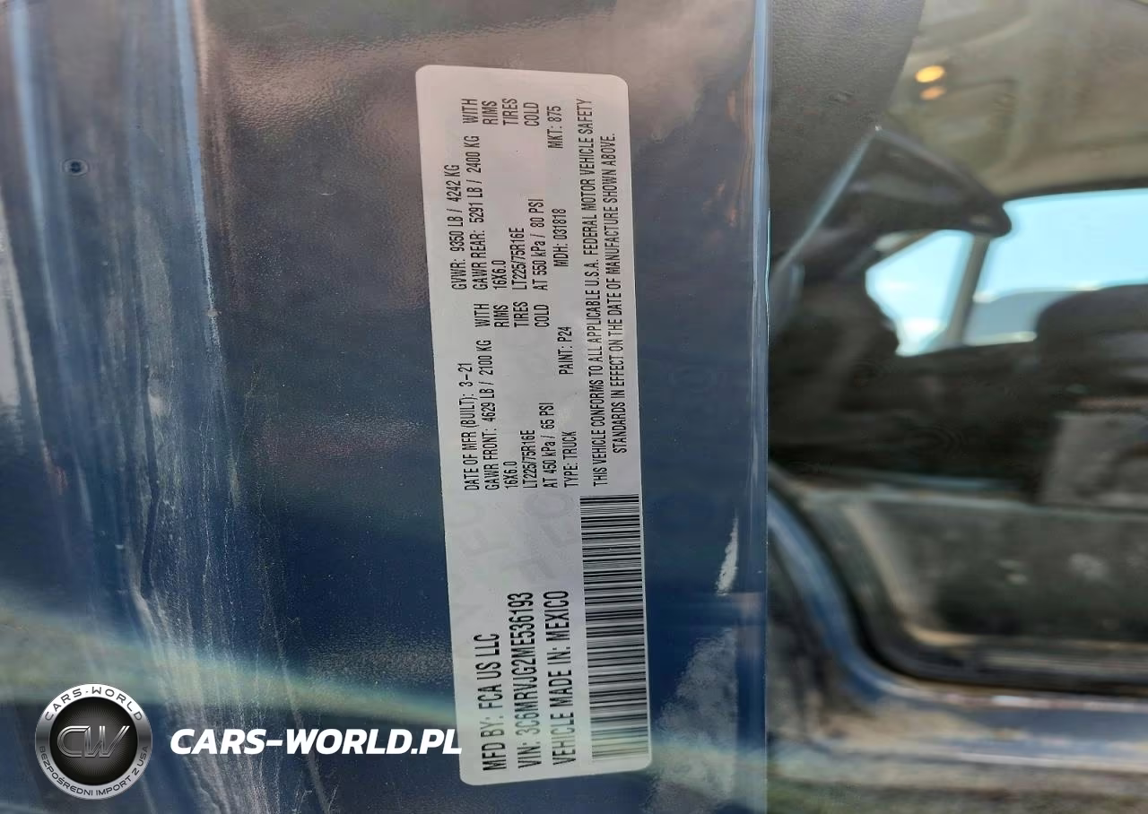 2021 Ram Promaster 3500 Delivery Van VIN:3C6MRVJG2ME536193 - 12