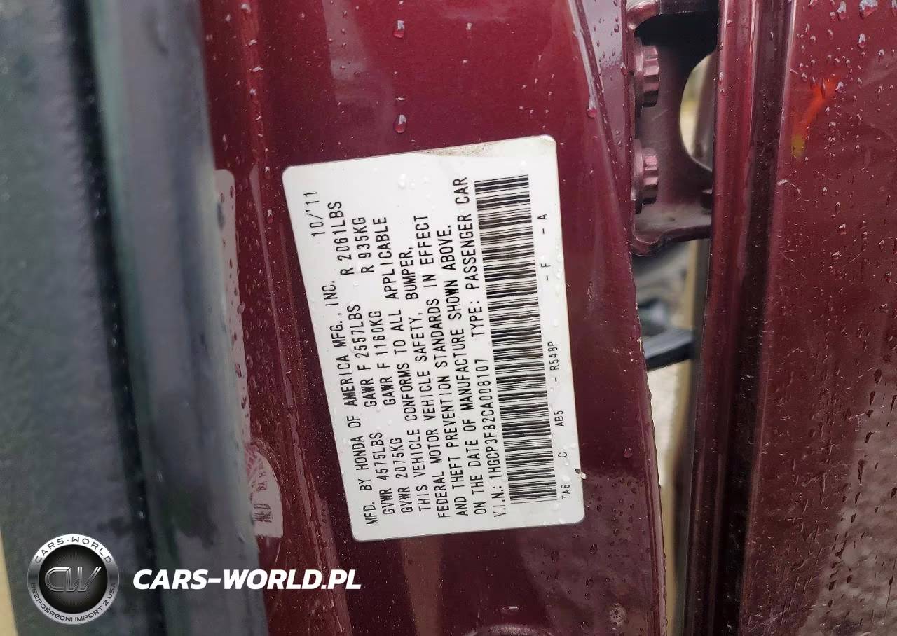 2012 Honda Accord Exl VIN:1HGCP3F82CA008107 - 13