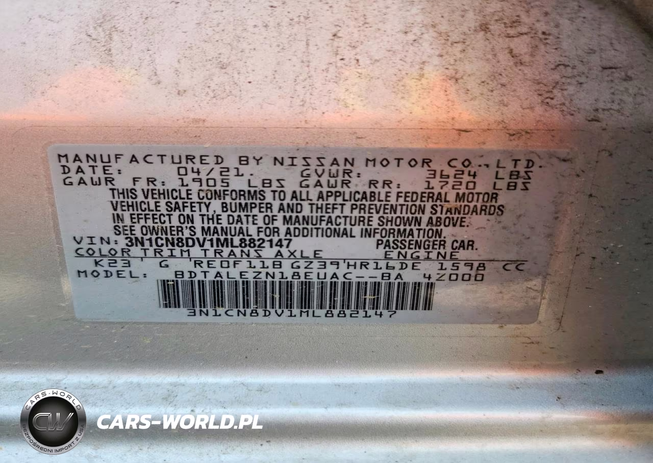 2021 Nissan Versa S VIN:3N1CN8DV1ML882147 - 13