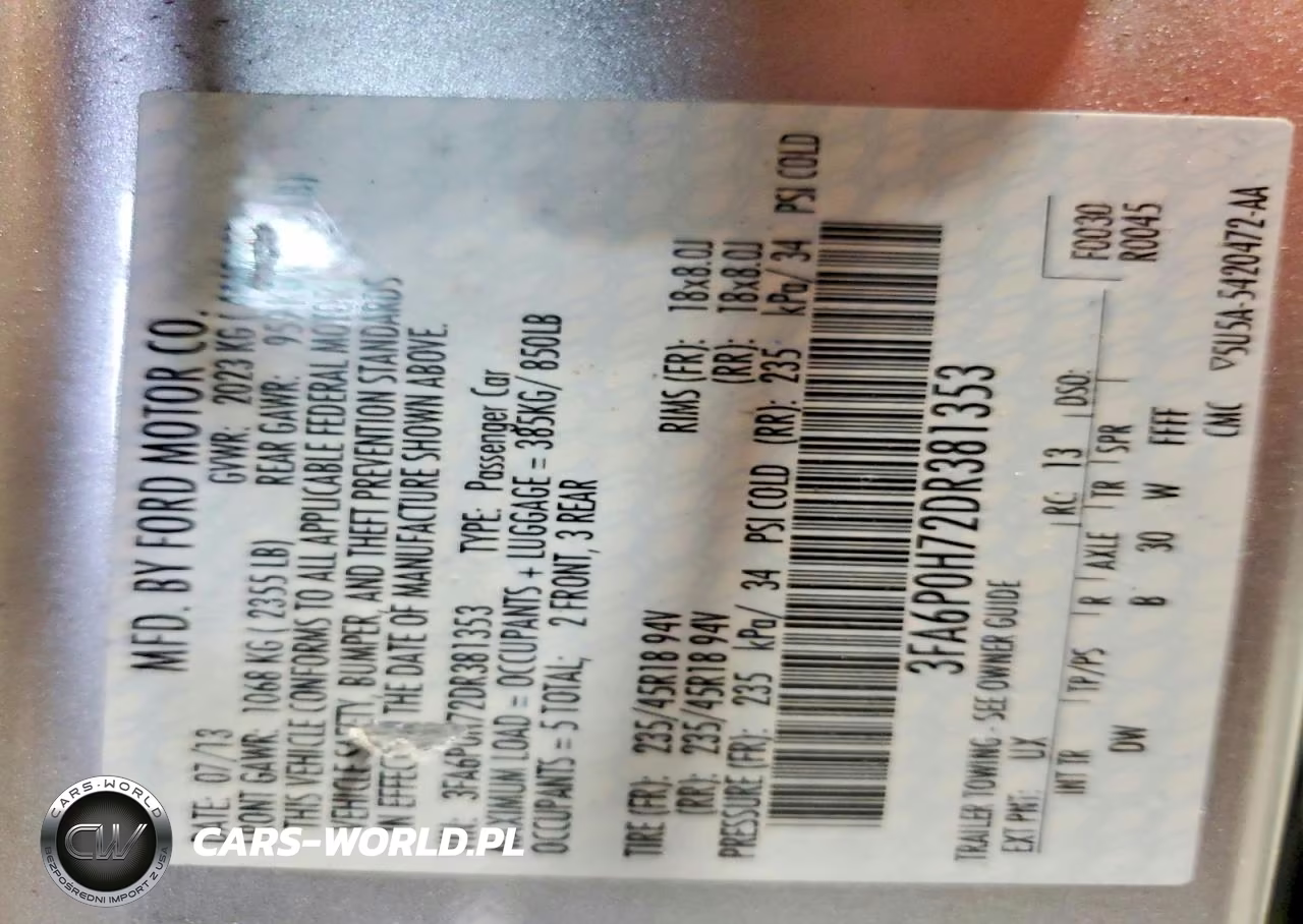 2013 Ford Fusion Se VIN:3FA6P0H72DR381353 - 12