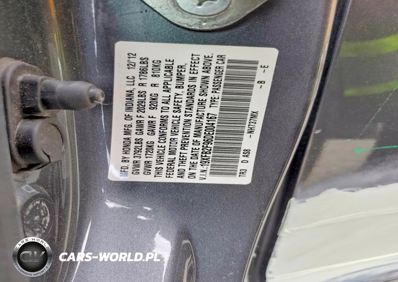 2013 Honda Civic Exl VIN:19XFB2F96DE004167 - 12