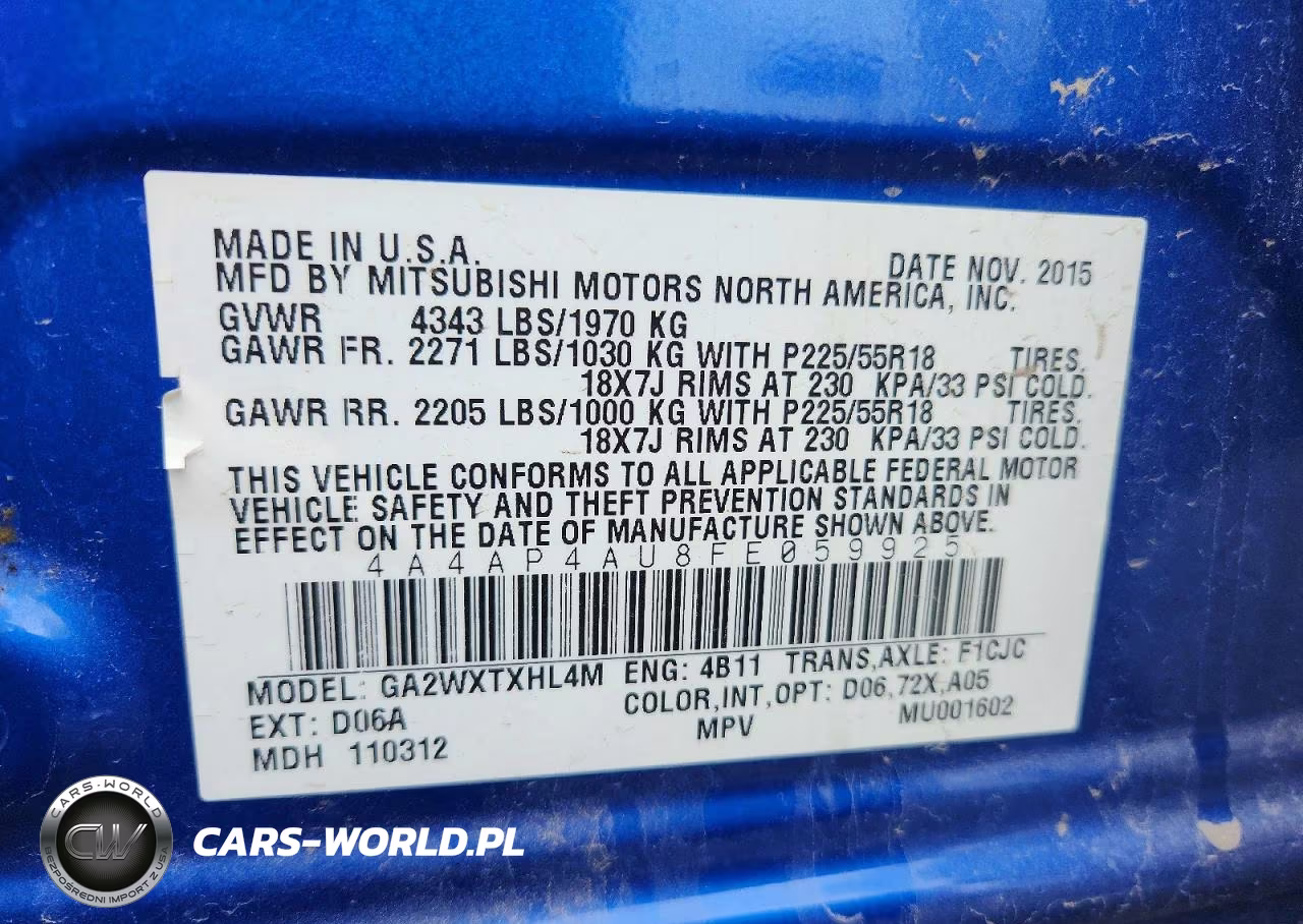 2015 Mitsubishi Outlander Sport Se VIN:4A4AP4AU8FE059925 - 12