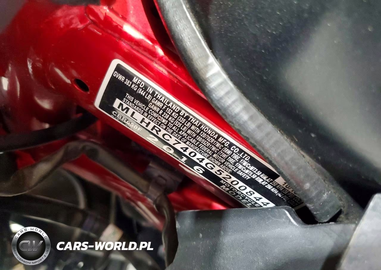 2016 Honda Cbr650 F VIN:MLHRC7404G5200844 - 9