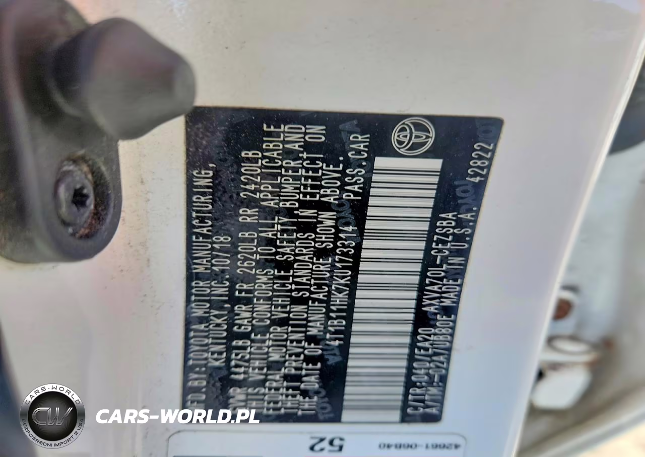 2019 Toyota Camry Se VIN:4T1B11HK7KU173314 - 12