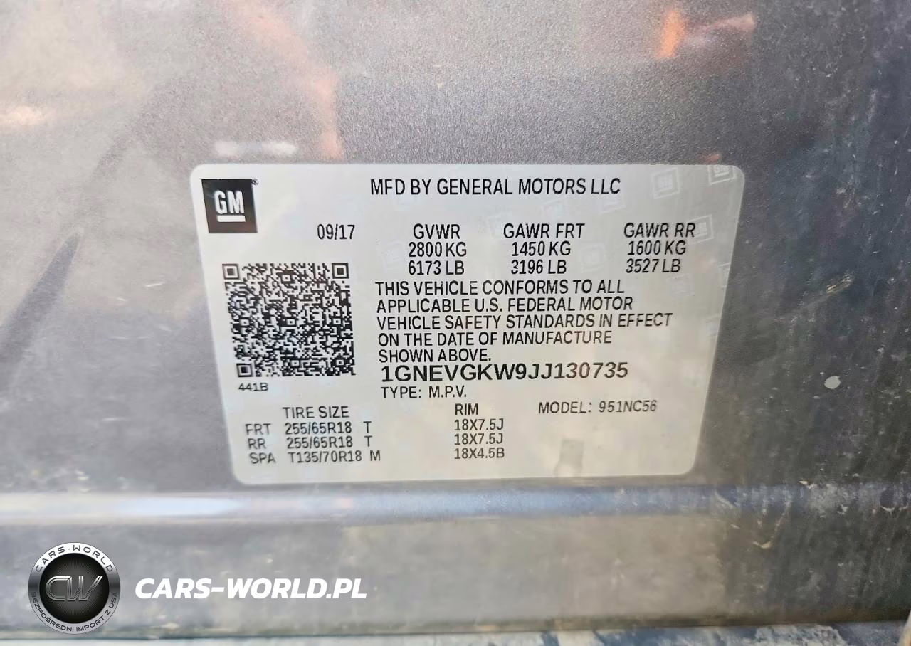 2018 Chevrolet Traverse Lt VIN:1GNEVGKW9JJ130735 - 13