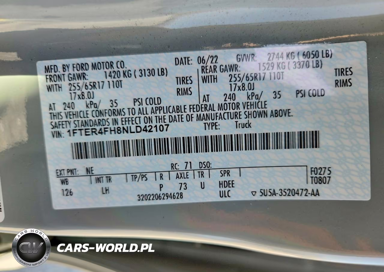 2022 Ford Ranger Xl VIN:1FTER4FH8NLD42107 - 12