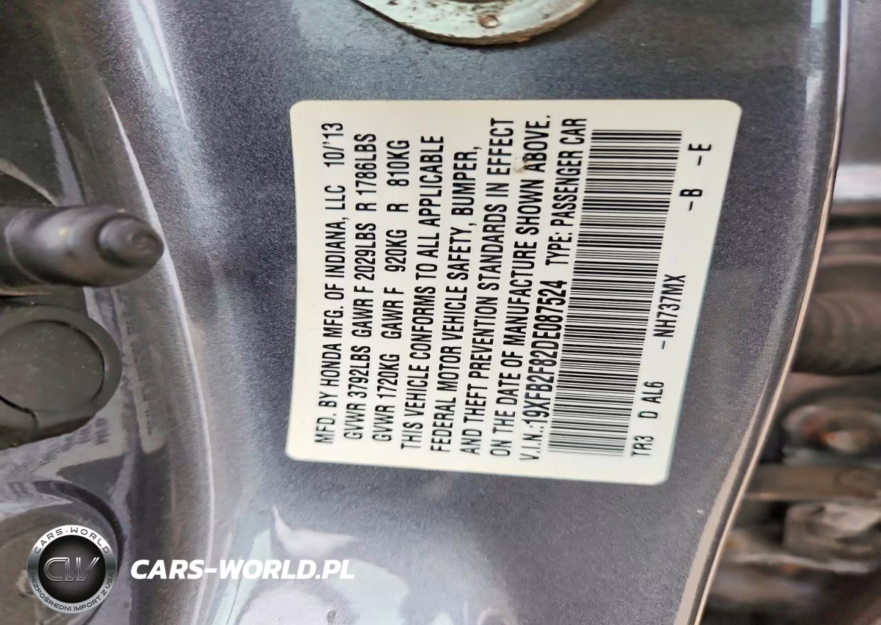2013 Honda Civic Ex VIN:19XFB2F82DE087524 - 13