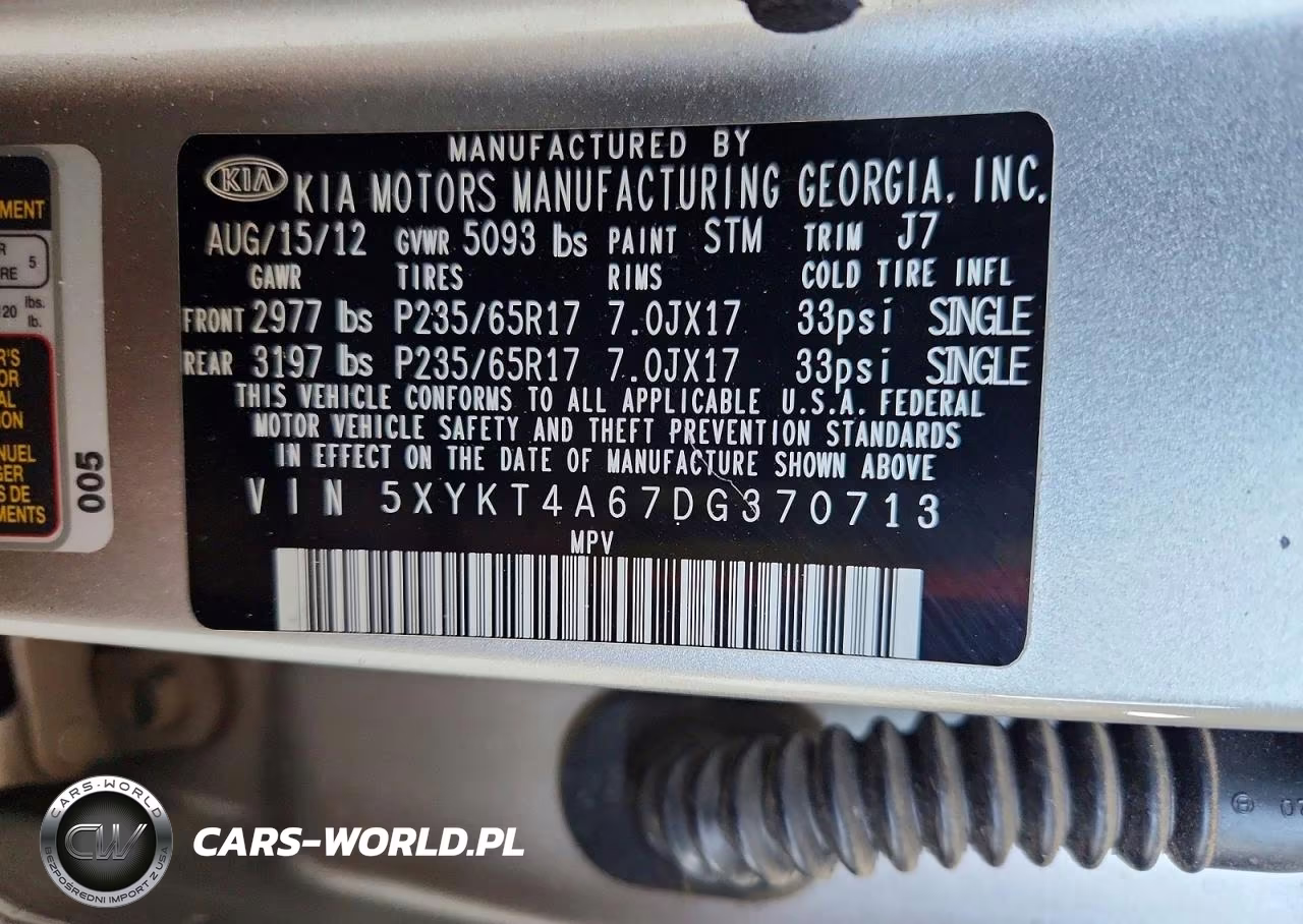 2013 Kia Sorento Lx VIN:5XYKT4A67DG370713 - 12