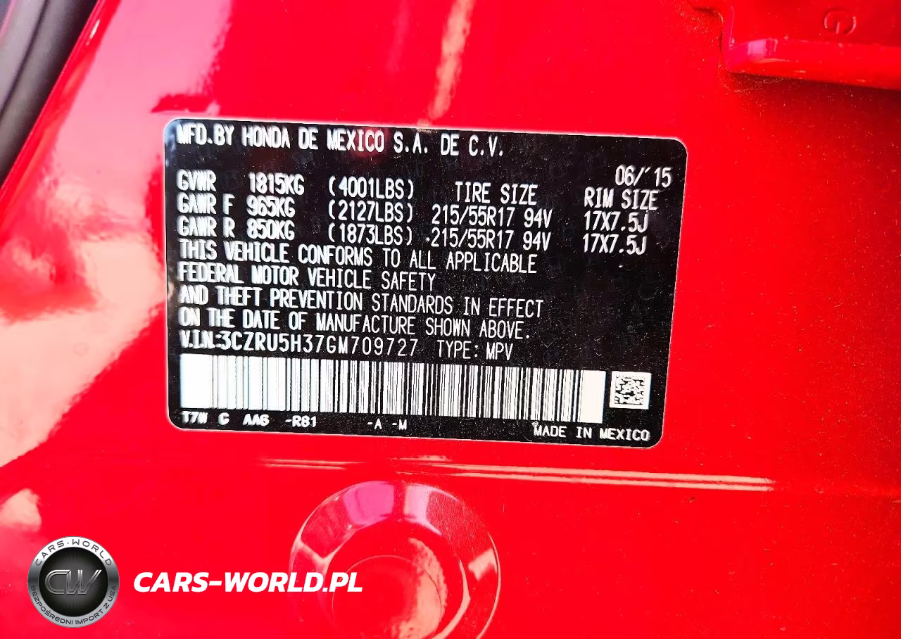 2016 Honda Hr-V Lx VIN:3CZRU5H37GM709727 - 14