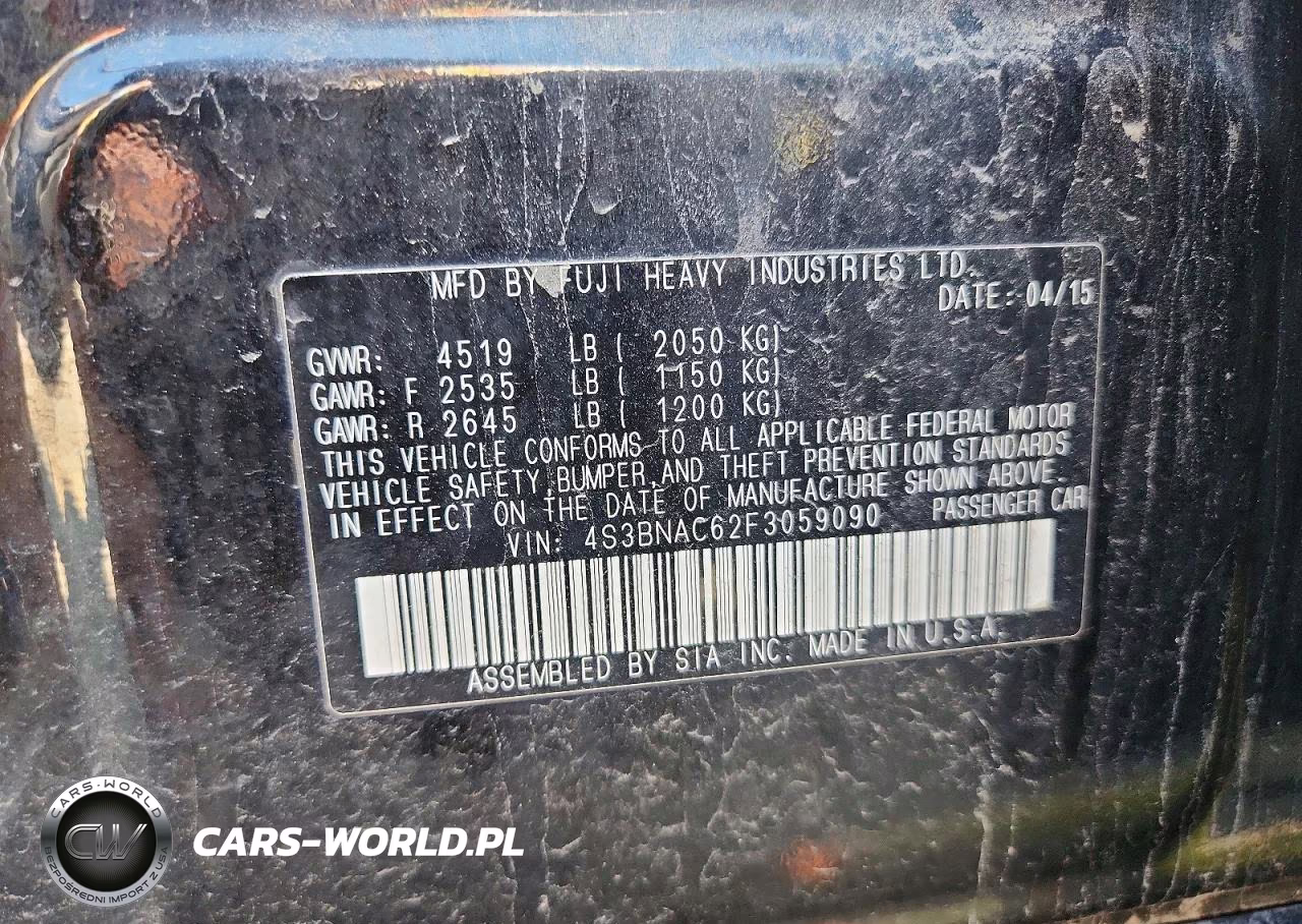 2015 Subaru Legacy 2.5I Premium VIN:4S3BNAC62F3059090 - 12