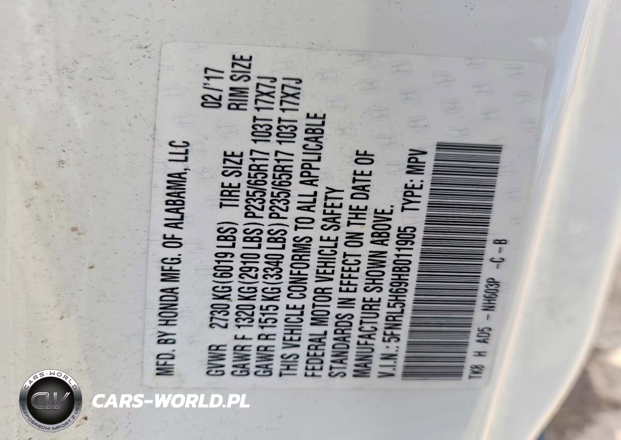 2017 Honda Odyssey Exl VIN:5FNRL5H69HB011905 - 12