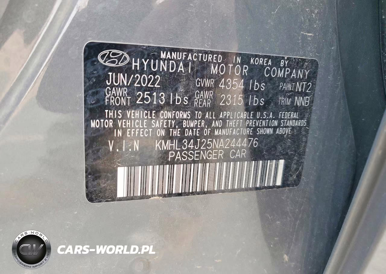 2022 Hyundai Sonata Limited VIN:KMHL34J25NA244476 - 12