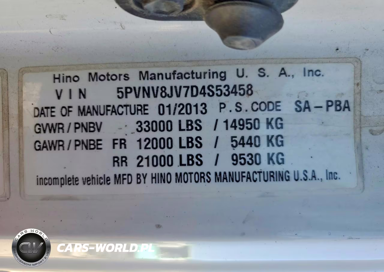 2013 Hino Hino 338 VIN:5PVNV8JV7D4S53458 - 13