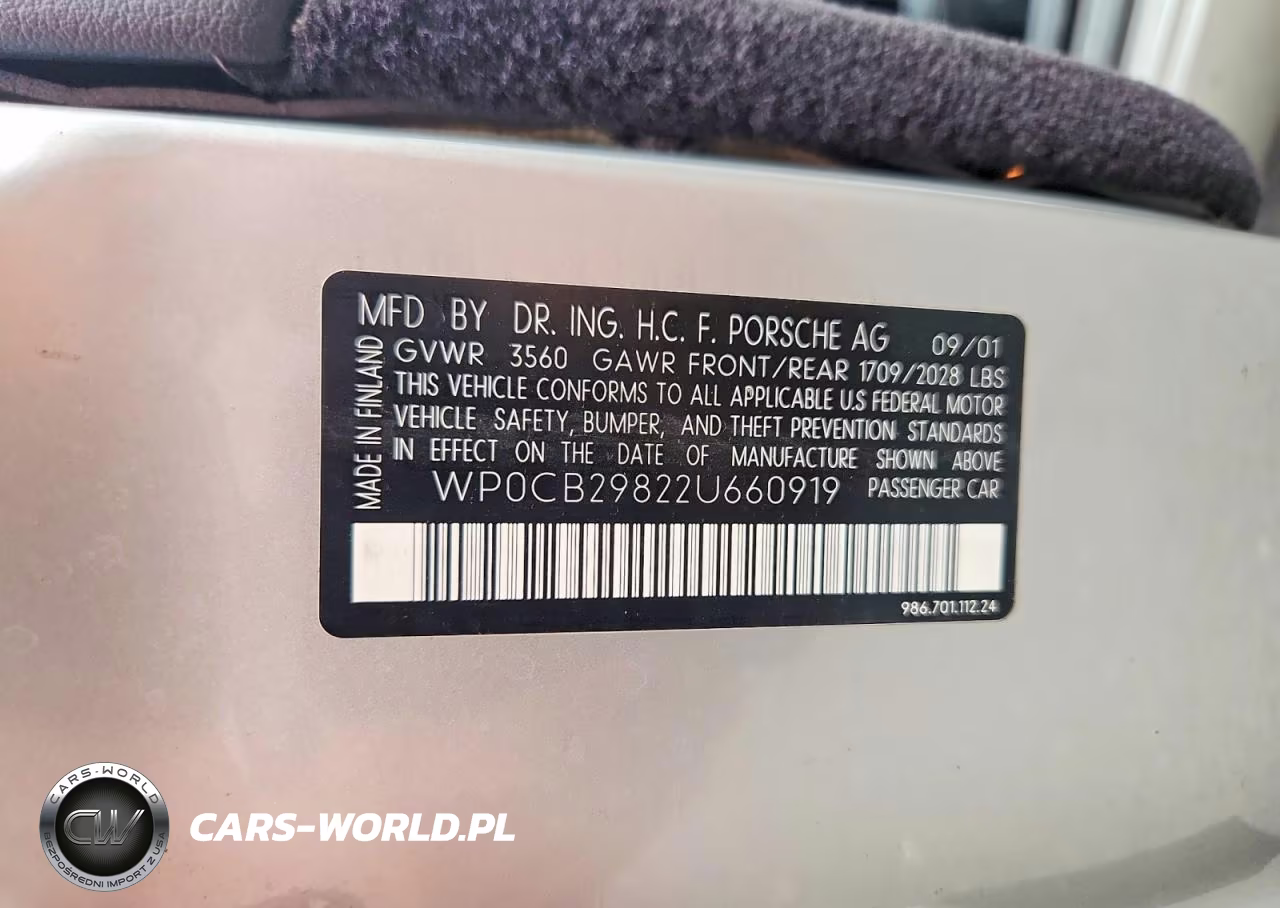 2002 Porsche Boxster S VIN:WP0CB29822U660919 - 12