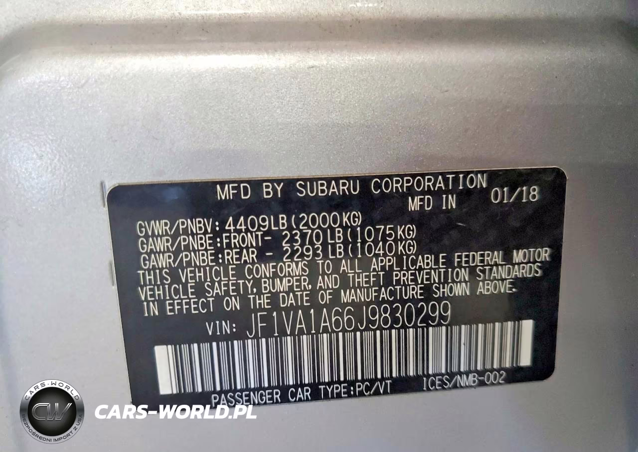 2018 Subaru Wrx VIN:JF1VA1A66J9830299 - 12