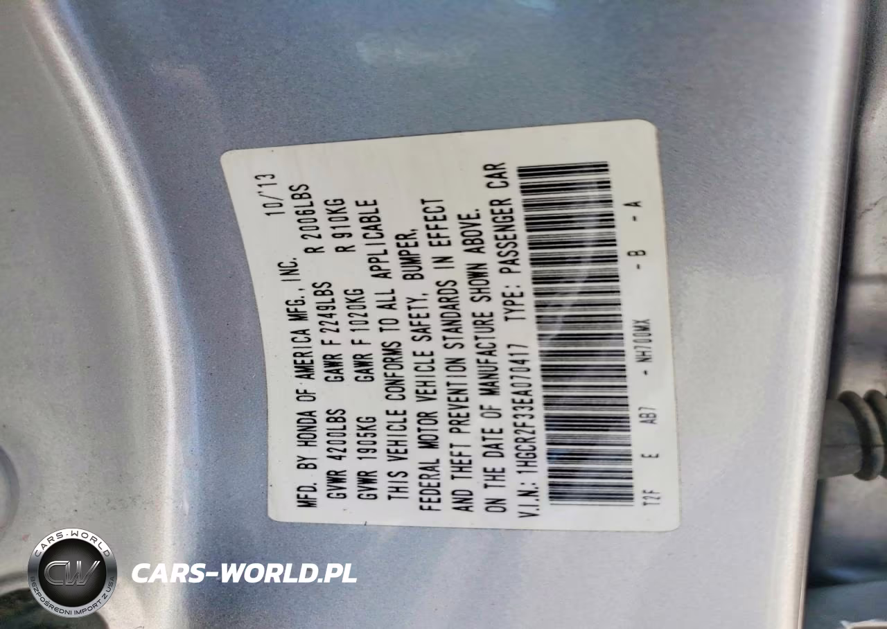 2014 Honda Accord Lx VIN:1HGCR2F33EA070417 - 13