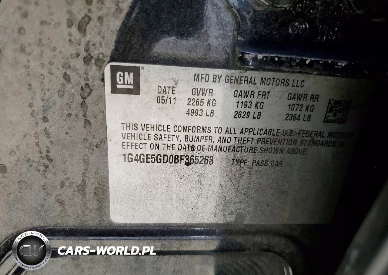 2011 Buick Lacrosse Cxs VIN:1G4GE5GD0BF365263 - 12
